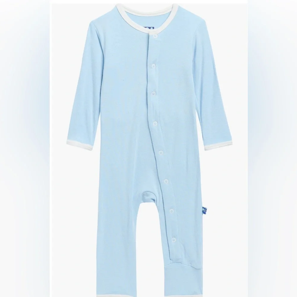 NEW…KicKee Pants Blue I Heart Snap Romper